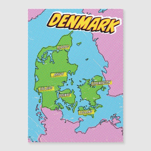 Pop Art Illustrated Denemarken kaart (Voorkant)