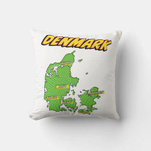 Pop Art Illustrated Denemarken kaart Kussen