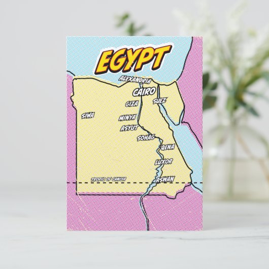 Pop Art Illustrated Egypt kaart (Staand voorkant)