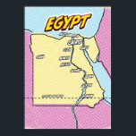 Pop Art Illustrated Egypt kaart Poster<br><div class="desc">Pop Art Illustrated Egypt Afrikaanse kaart in een prachtige  versleten stijl.</div>
