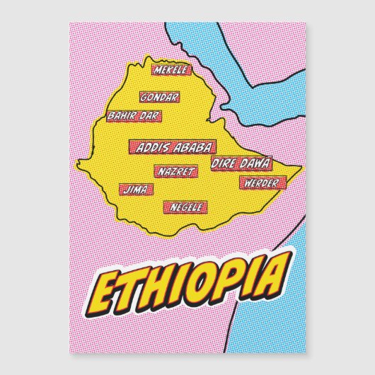 Pop Art Illustrated Ethiopia kaart (Voorkant)