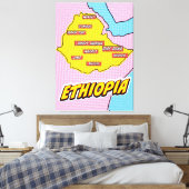 Pop Art Illustrated Ethiopia kaart Canvas Afdruk (Insitu (Slaapkamer))