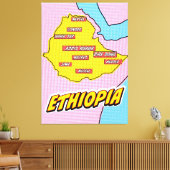 Pop Art Illustrated Ethiopia kaart Canvas Afdruk (Insitu (Woonkamer))
