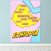 Pop Art Illustrated Ethiopia kaart Canvas Afdruk (Insitu (Houten vloer))