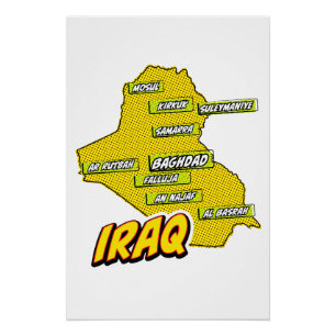Pop Art Illustrated Irakkaart Perfect Poster