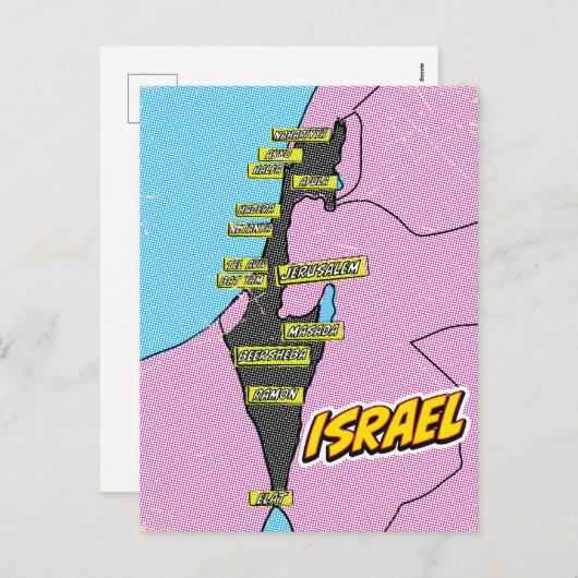 Pop Art Illustrated Israel kaart (Voorkant / Achterkant)