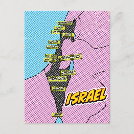 Pop Art Illustrated Israel kaart (Voorkant)