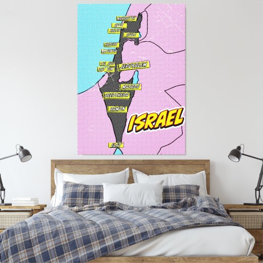 Pop Art Illustrated Israel kaart Canvas Afdruk (Insitu (Slaapkamer))