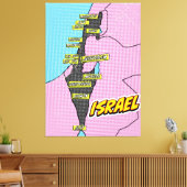 Pop Art Illustrated Israel kaart Canvas Afdruk (Insitu (Woonkamer))