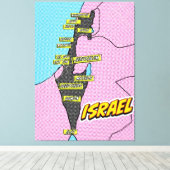 Pop Art Illustrated Israel kaart Canvas Afdruk (Insitu (Houten vloer))