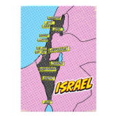 Pop Art Illustrated Israel kaart Foto Afdruk (Voorkant)