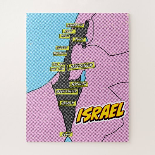 Pop Art Illustrated Israel kaart Legpuzzel (Verticaal)
