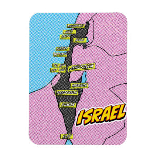 Pop Art Illustrated Israel kaart Magneet