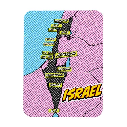 Pop Art Illustrated Israel kaart Magneet (Verticaal)