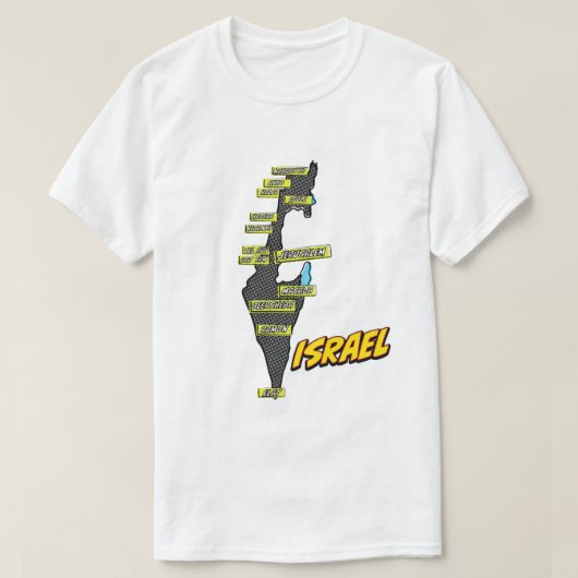 Pop Art Illustrated Israel kaart T-shirt (Design voorkant)