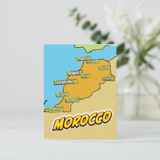 Pop Art Illustrated Marokko kaart (Staand voorkant)