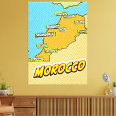 Pop Art Illustrated Marokko kaart Canvas Afdruk (Insitu (Woonkamer))