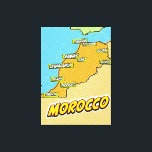 Pop Art Illustrated Marokko kaart Canvas Afdruk<br><div class="desc">Pop Art Illustrated Marokko Afrikaanse kaart in een prachtige  versleten stijl.</div>