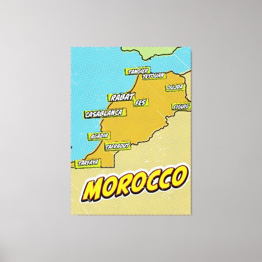 Pop Art Illustrated Marokko kaart Canvas Afdruk (Voorkant)