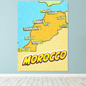 Pop Art Illustrated Marokko kaart Canvas Afdruk (Insitu (Houten vloer))