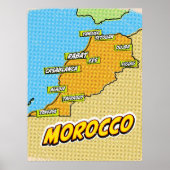 Pop Art Illustrated Marokko kaart Poster (Voorkant)