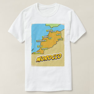 Pop Art Illustrated Marokko kaart T-shirt