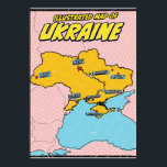 Pop Art Illustrated Oekraïne Poster<br><div class="desc">Pop Art Illustrated Ukraine in een prachtige versleten stijl.</div>
