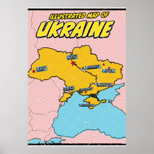 Pop Art Illustrated Oekraïne Poster