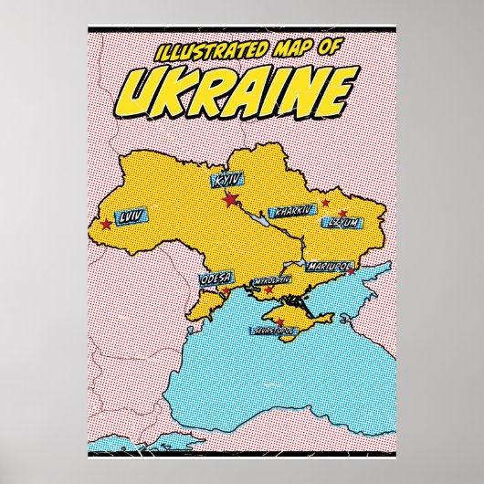 Pop Art Illustrated Oekraïne Poster (Voorkant)