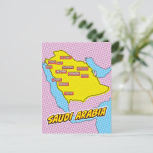 Pop Art Illustrated Saoedi-Arabië kaart