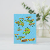 Pop Art Illustrated Scilly Isles kaart (Staand voorkant)