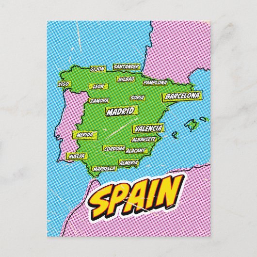 Pop Art Illustrated Spanje kaart (Voorkant)