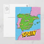 Pop Art Illustrated Spanje kaart (Voorkant / Achterkant)