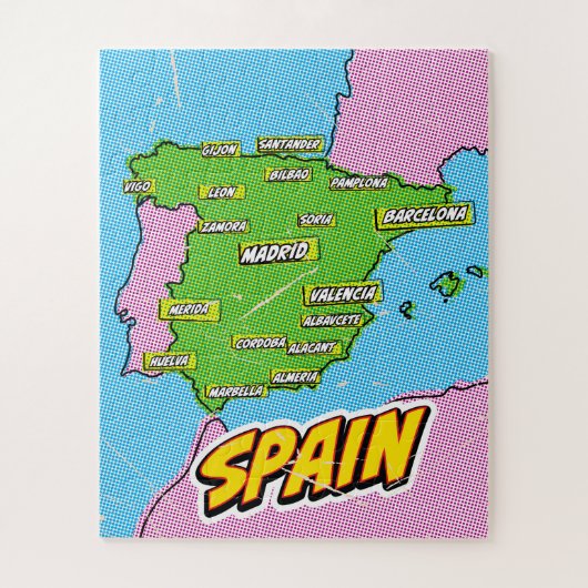 Pop Art Illustrated Spanje kaart Legpuzzel (Verticaal)