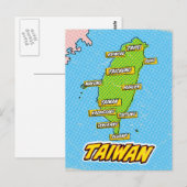 Pop Art Illustrated Taiwan kaart (Voorkant / Achterkant)