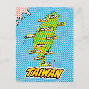 Pop Art Illustrated Taiwan kaart