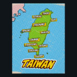 Pop Art Illustrated Taiwan kaart Perfect Poster<br><div class="desc">Pop Art Illustrated Taiwan Aziatische kaart in een prachtige versleten stijl.</div>
