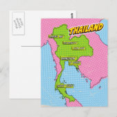Pop Art Illustrated Thailand kaart (Voorkant / Achterkant)