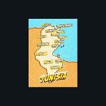 Pop Art Illustrated Tunesië kaart Canvas Afdruk<br><div class="desc">Pop Art Illustrated Tunesië Afrikaanse kaart in een prachtige versleten stijl.</div>