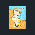 Pop Art Illustrated Tunesië kaart Canvas Afdruk<br><div class="desc">Pop Art Illustrated Tunesië Afrikaanse kaart in een prachtige versleten stijl.</div>