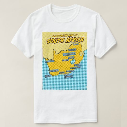 Pop Art Illustrated Zuid-Afrika T-shirt (Design voorkant)