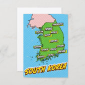 Pop Art Illustrated Zuid-Korea kaart (Voorkant / Achterkant)