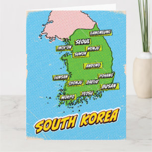 Pop Art Illustrated Zuid-Korea kaart
