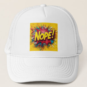 Pop Art Illustratie met Krachtig Geel 'NEE Trucker Pet