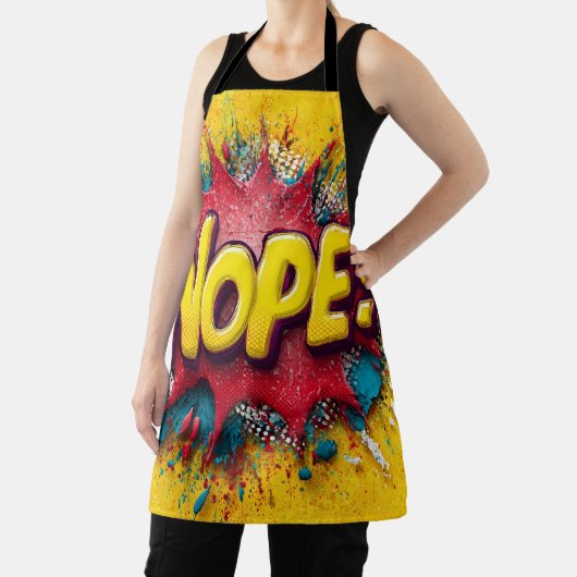 Pop Art Illustration with Bold Yellow 'NOPE Schort (Insitu)