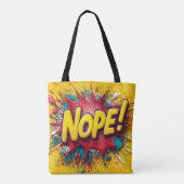 Pop Art Illustration with Bold Yellow 'NOPE Tote Bag (Achterkant)