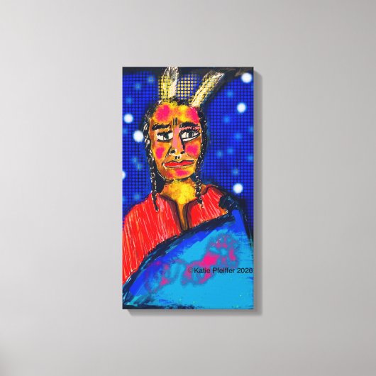 Pop Art Indiaan #1 Canvas Afdruk (Voorkant)