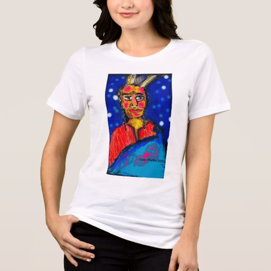 Pop Art Indiaan #1 Tri-Blend Shirt (Voorkant)