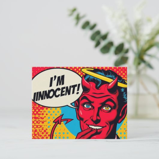 Pop Art Innocent Devil Briefkaart (Staand voorkant)