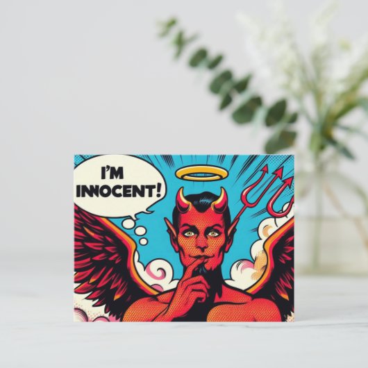 Pop Art Innocent Devil Briefkaart (Staand voorkant)